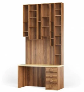 DWFI Прямоугольный стол из фанерованной древесины с полками  00002386