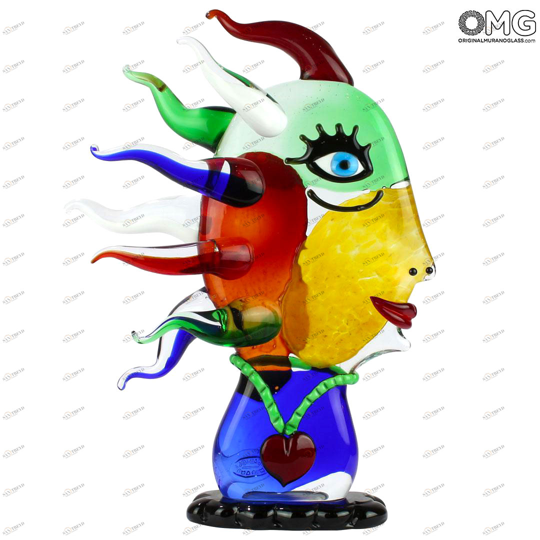 4701 ORIGINALMURANOGLASS Скульптура Голова Женщины - Pop Art - Original Murano Glass OMG 35 см PICASSO