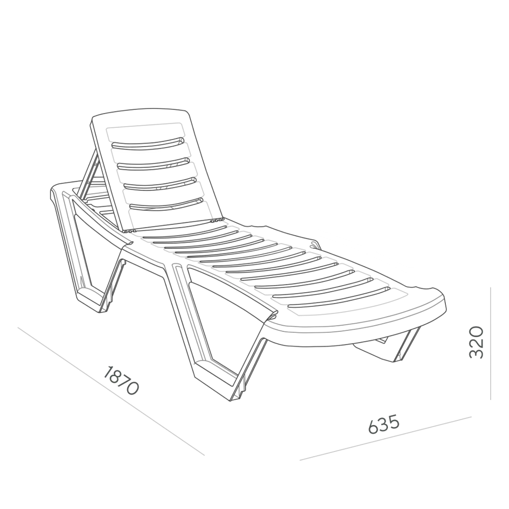 Шезлонг без подушки Элластик 187x32 см пластик серый Santreyd STLM-2062443 - Вид №9