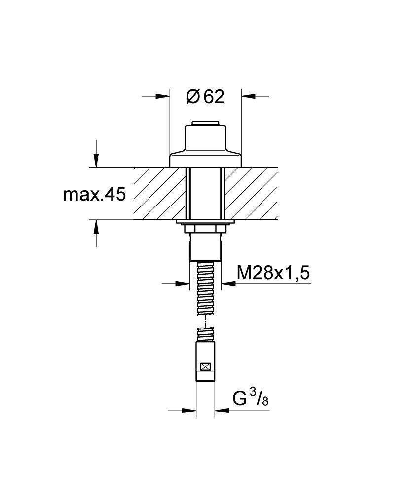 27151000 Выдвижное подключение для ручного душа Grohe хром  - Вид №1