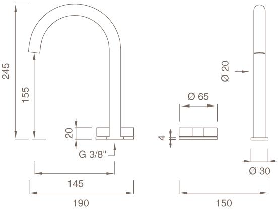 Ceadesign Смеситель для раковины Hydroprogressive на 2 отверстия Giotto Gio 21 - Вид №2