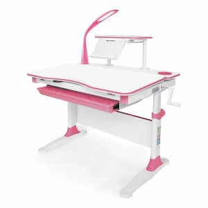 Парта детская с бело-розовыми ножками белая EVO Diego MEALUX EVO  00-3947274 Белый;розовый