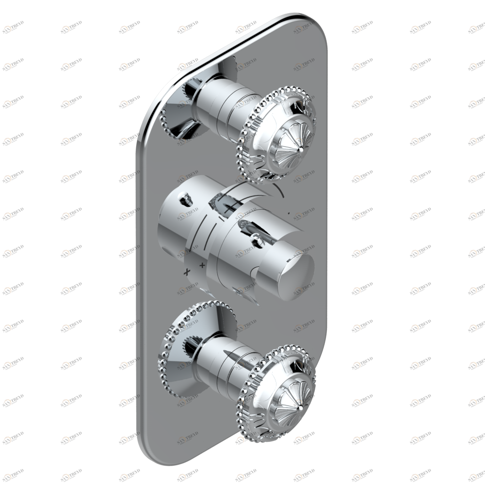 G24-5400BE Накладка с ручкой регулировки температуры и двумя маховиками для термостатического смесителя 5400AE Thg-paris Amour de Trianon Хром G24 5400BE  A02 CAT.A