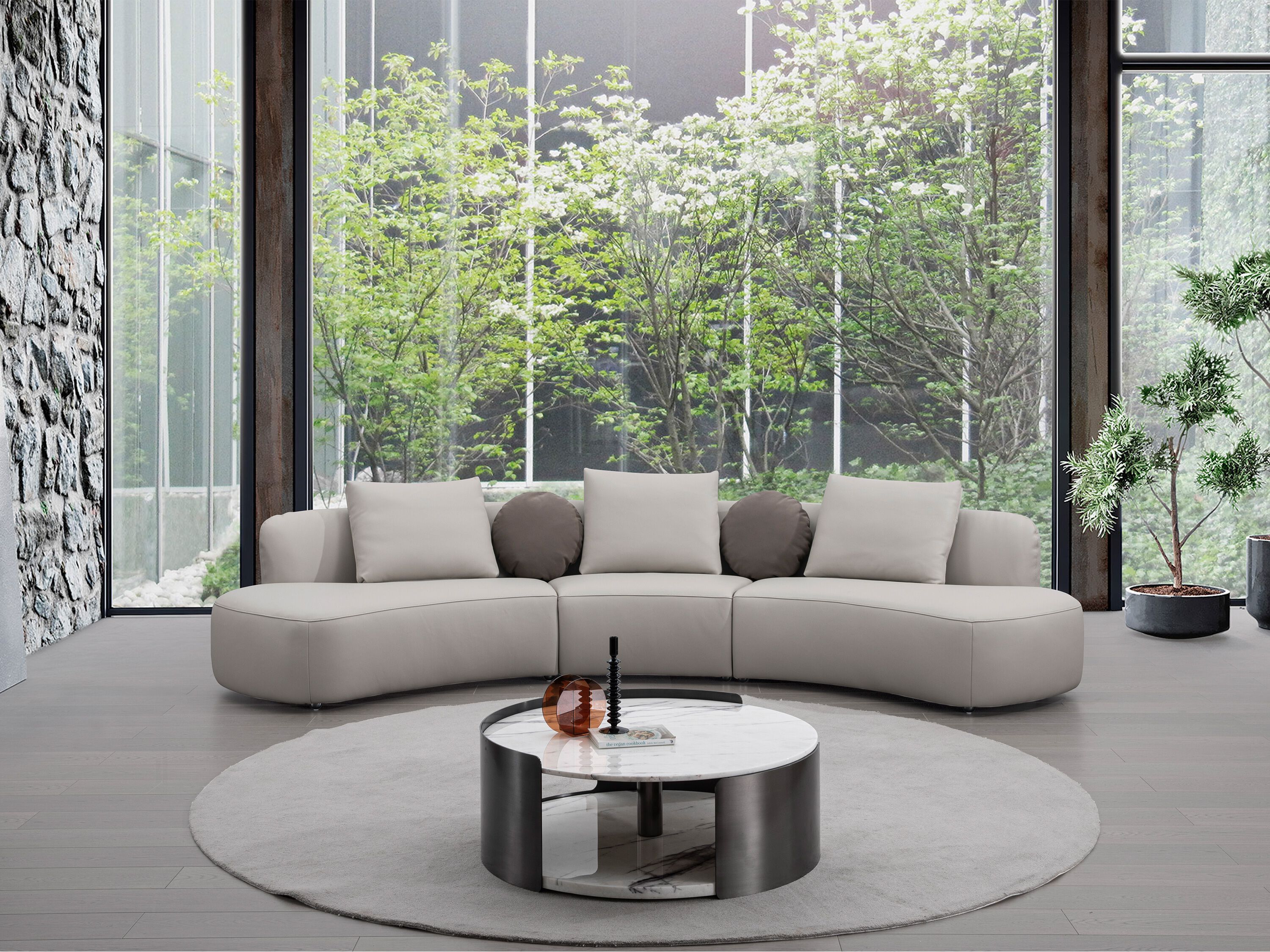 4-местный кожаный модульный изогнутый диван CAMPO DE' FIORI BELLA ARCH-00030047 - Вид №3