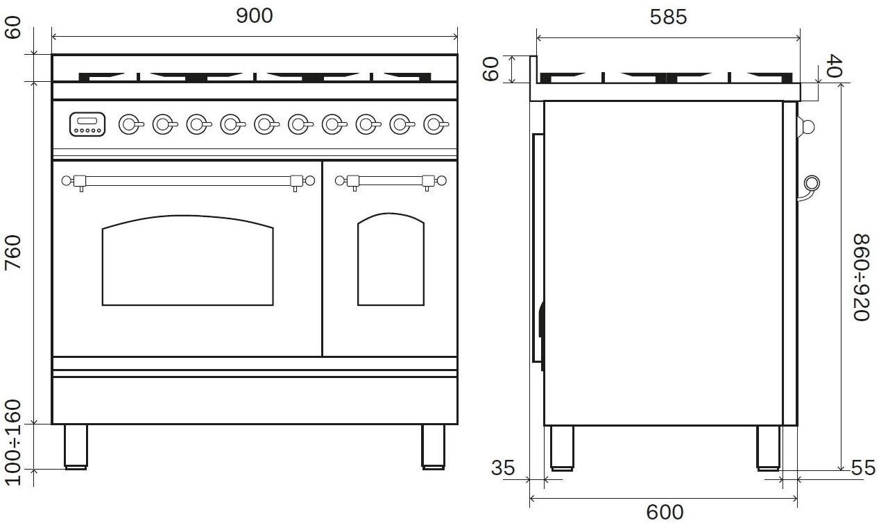 Ilve Отдельностоящая стальная кухня Nostalgie Pd09n Santreyd - Вид №3