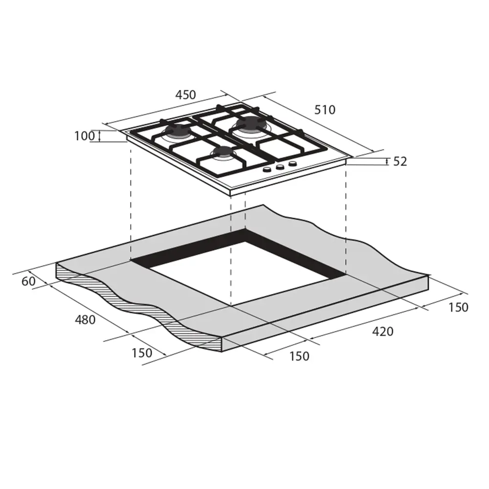 Газовая варочная панель Zugel ZGH453W 45 см 3 конфорки цвет белый STLM-2000376 - Вид №6