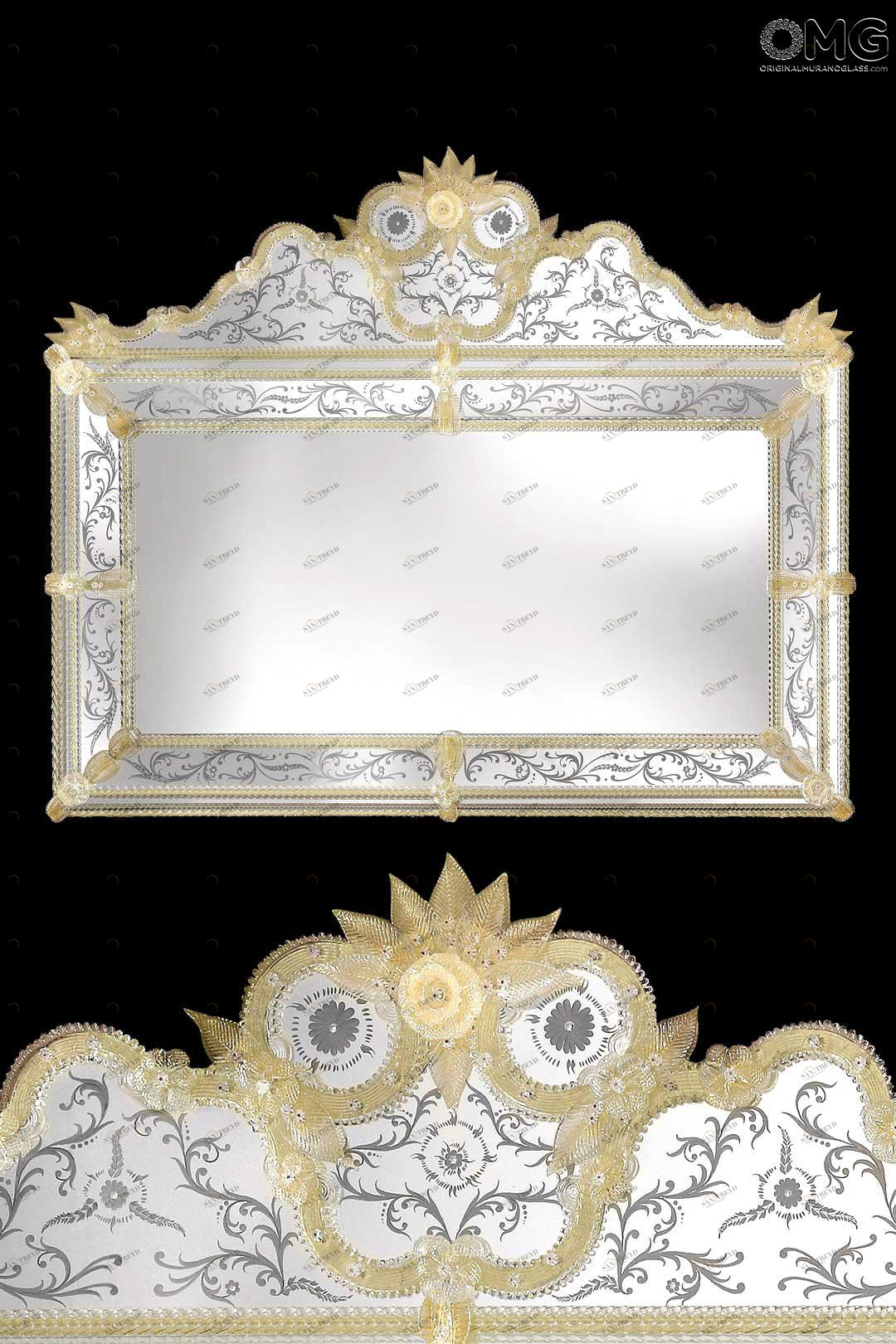 859 ORIGINALMURANOGLASS Венецианское зеркало Barazzutti - муранское стекло OMG  см 