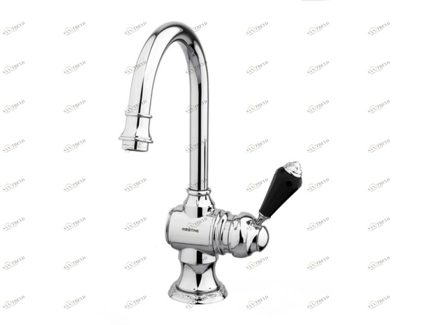 058203.FN0.00 Смеситель для умывальника с черным кристаллом Swarovski Золото 24К Mestre Adriatica