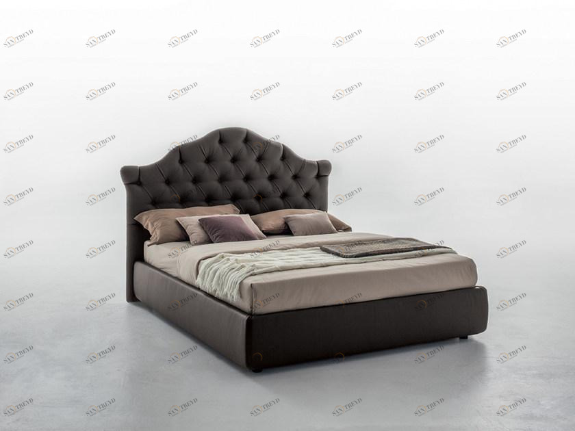 Tonin Casa Двуспальная кровать из кожи с тафтинговым изголовьем sun-id-1392159