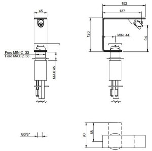 Смеситель для биде из нержавеющей стали с поворотным горлышком