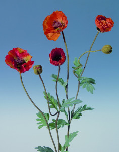 4521 334 a2 Пластиковые маки, 2 цветка, 1 бутон, 83 см, оранжевые H-andreas