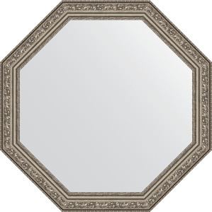 BY 3692 Зеркало в багетной раме - виньетка состаренное серебро 56 mm EVOFORM Octagon