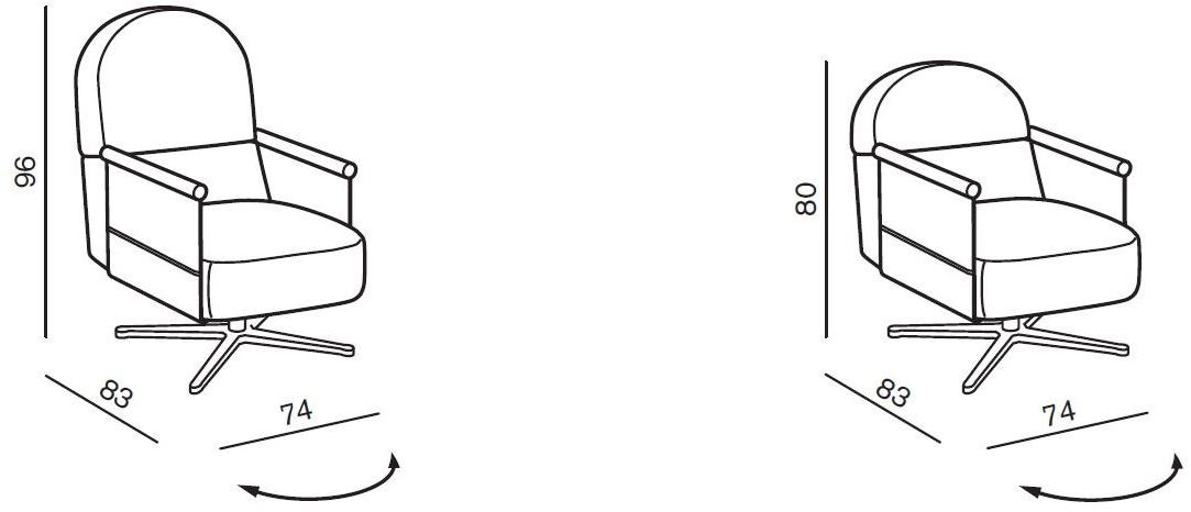 Ditre Italia Вращающееся кресло из ткани с 4 спицами и подлокотниками sun-id-1469626 - Вид №6