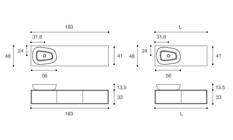 Подвесной шкаф для умывальника с выдвижными ящиками Falper Shape EVO ARCH-00048372 - Вид №2
