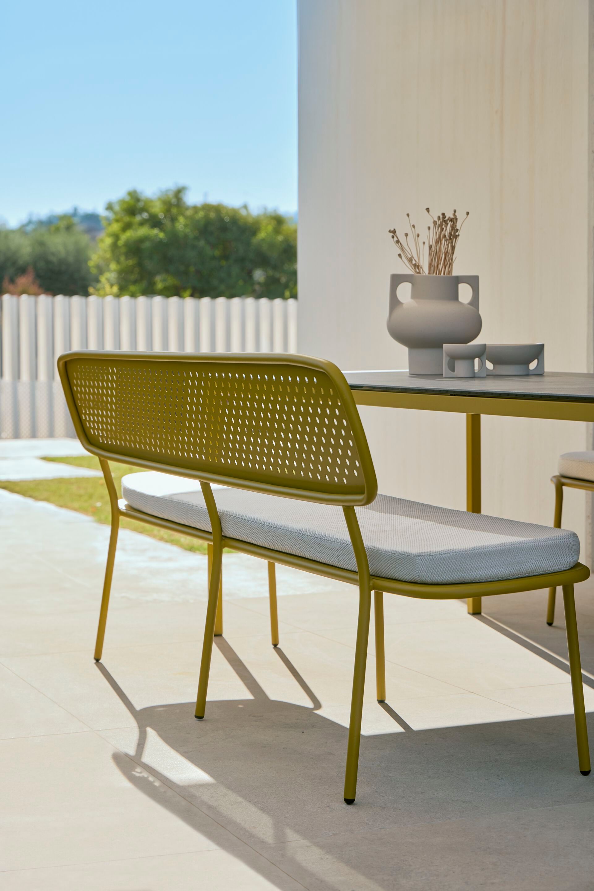 Садовая скамейка из нержавеющей стали со спинкой MUSOLA Abril ARCH-00070294 - Вид №7