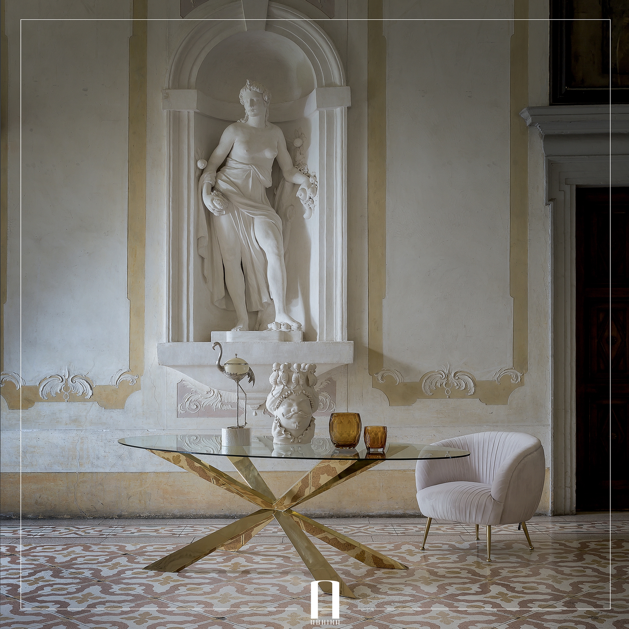 450250-01 ABHIKA ТАБЛИЦА ОВАЛИЯ H75 220X110 GOLD  - Вид №6