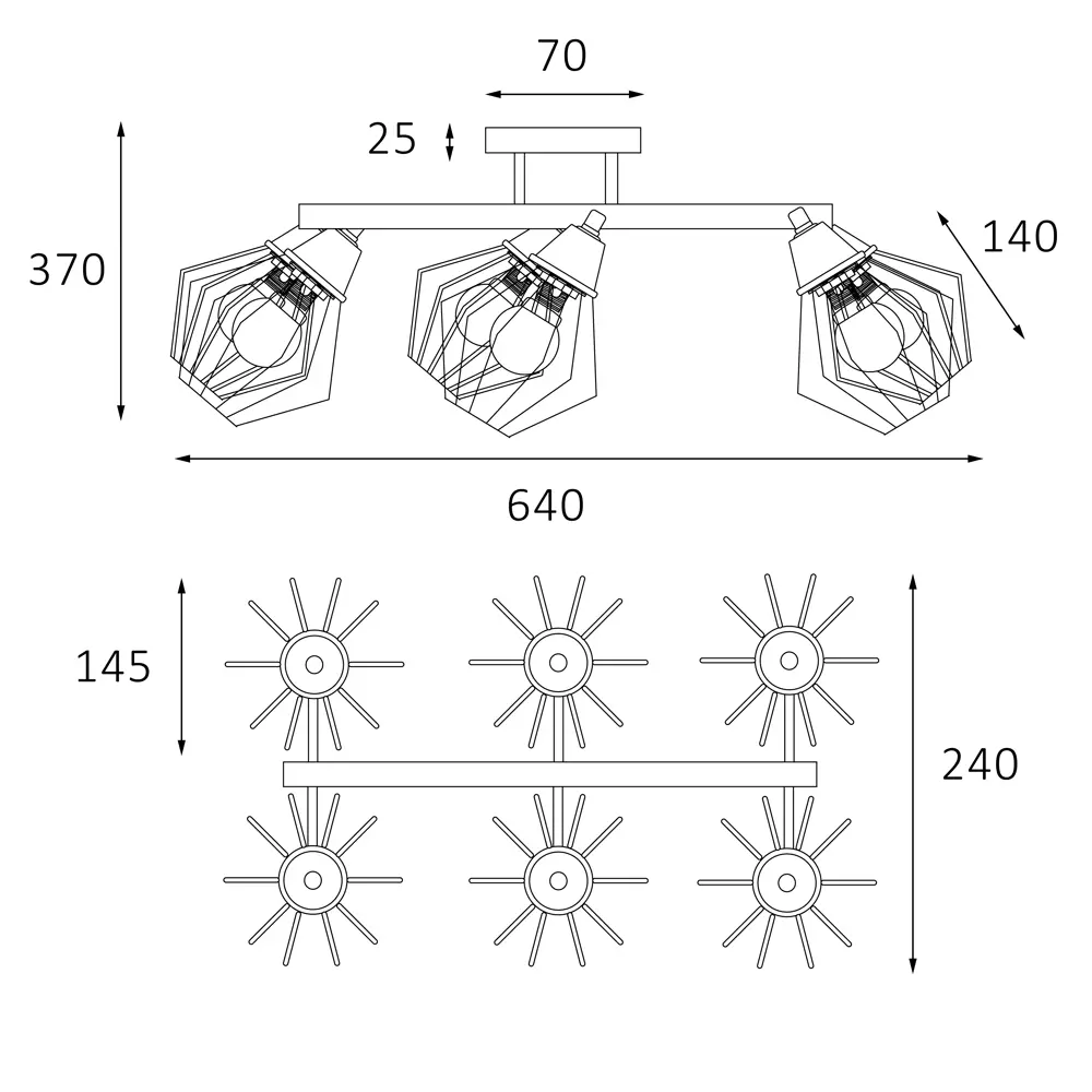 Люстра потолочная Гранж РС21384 6 ламп 18 м² цвет черный РОССВЕТ STLM-2161121 - Вид №11