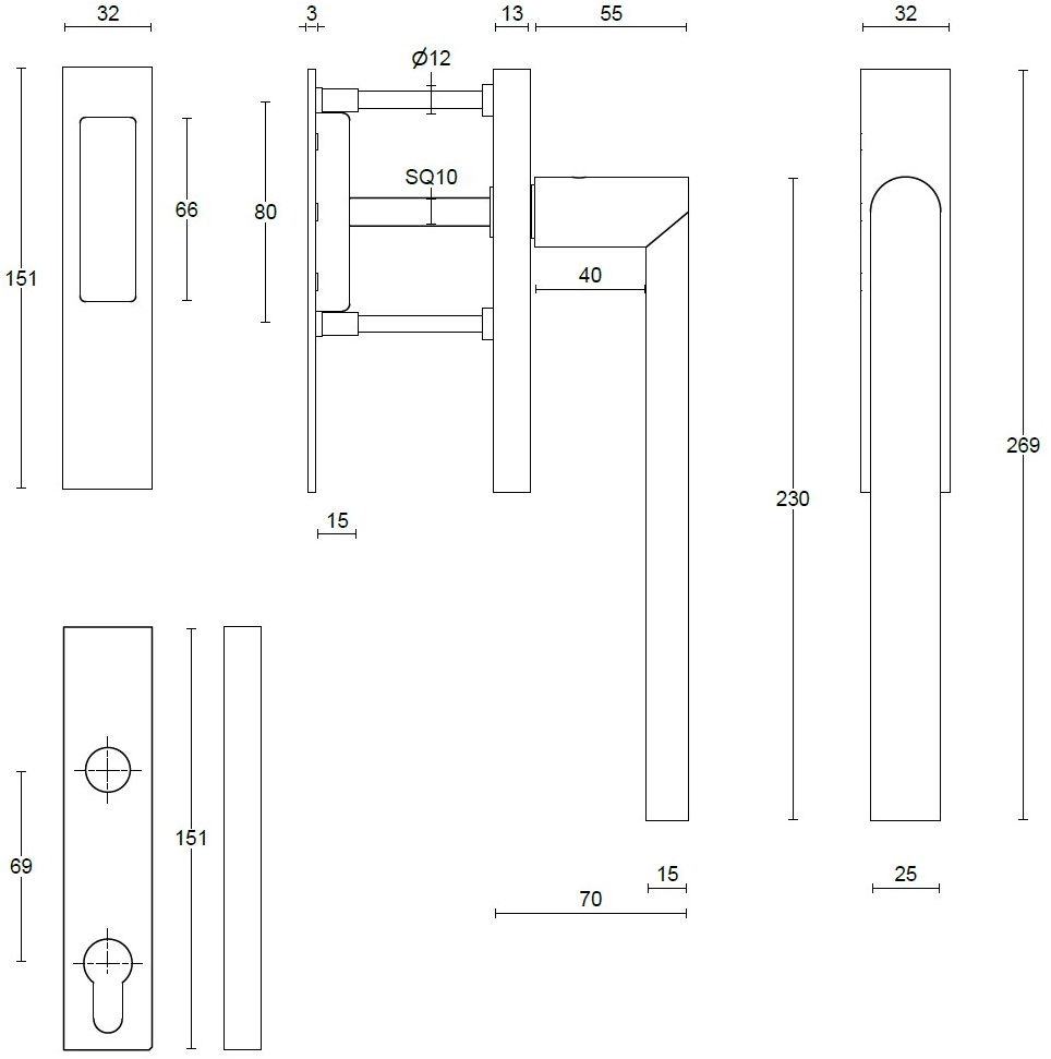 Formani Оконная ручка из нержавеющей стали на пластине Arc sun-id-1493911 - Вид №1