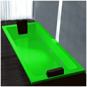 Ванна Gruppo treesse Quadra 199 V073B-SX-ZE зелёная с гидромассажем и дезинфекцией прямоугольная встроенная левая