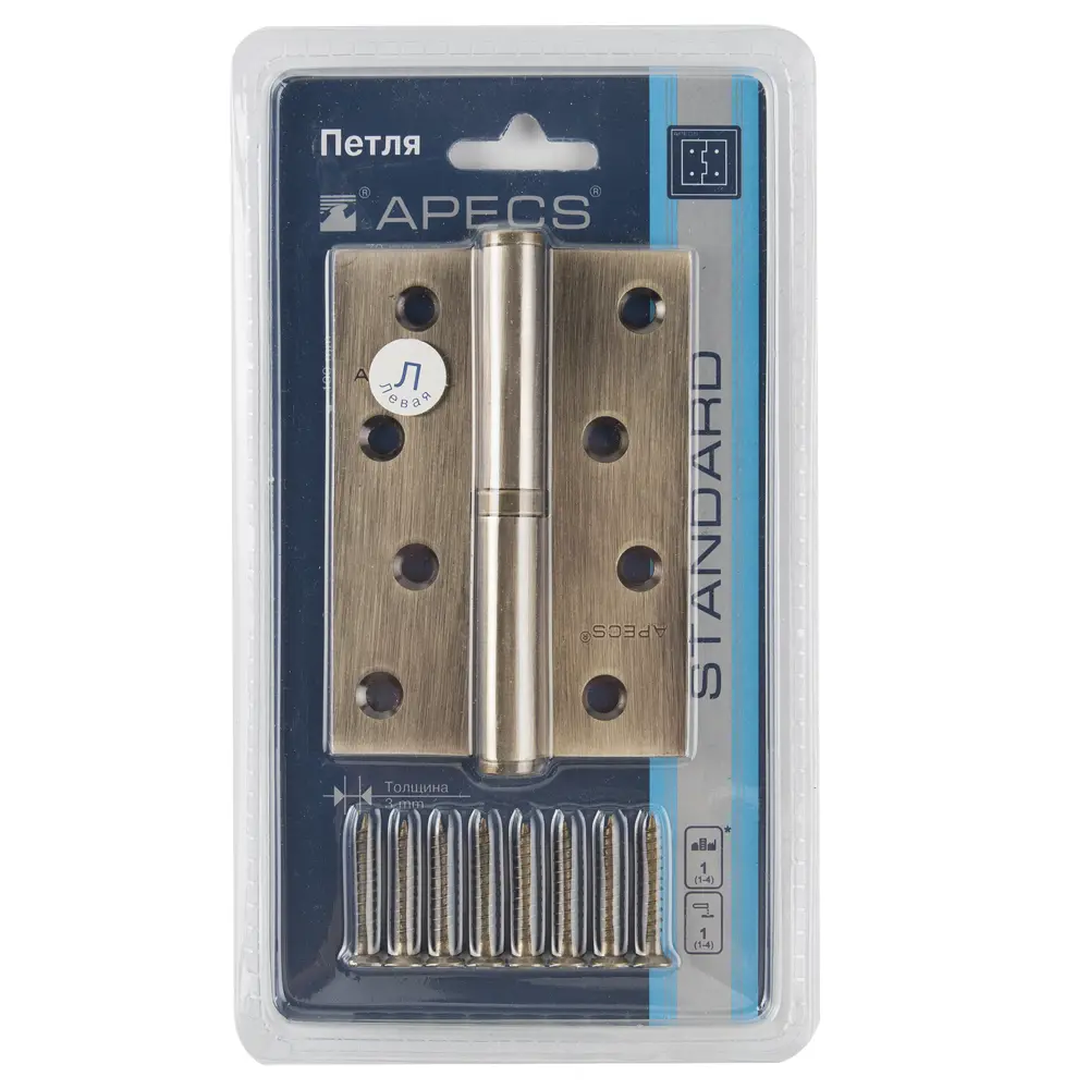 Петля левая Apecs 100x70x3 мм сталь цвет античная бронза STLM-2062728 - Вид №2