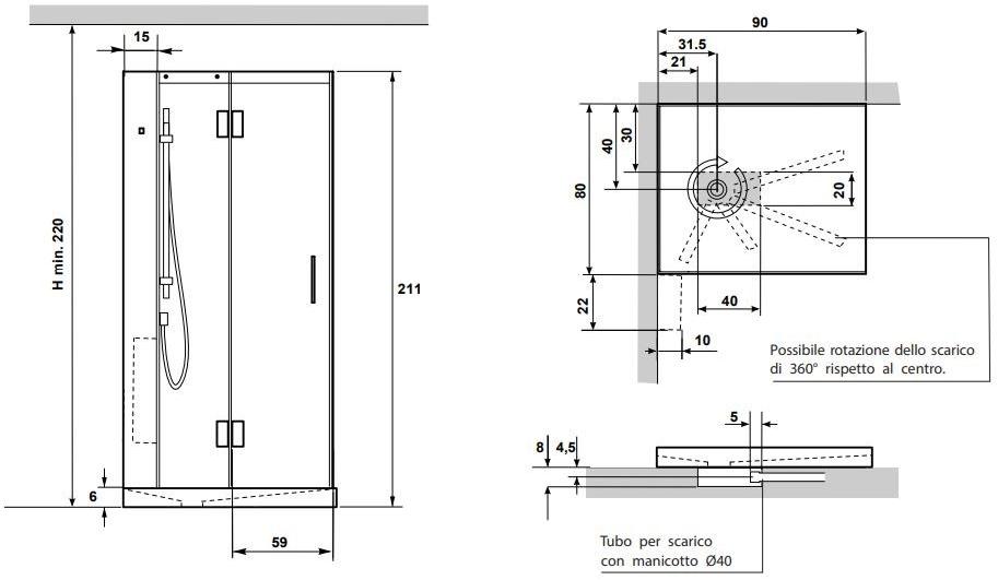 Gruppo Geromin Многофункциональная угловая душевая кабина из хрусталя с гидромассажем Tempo sun-id-1384185 - Вид №1