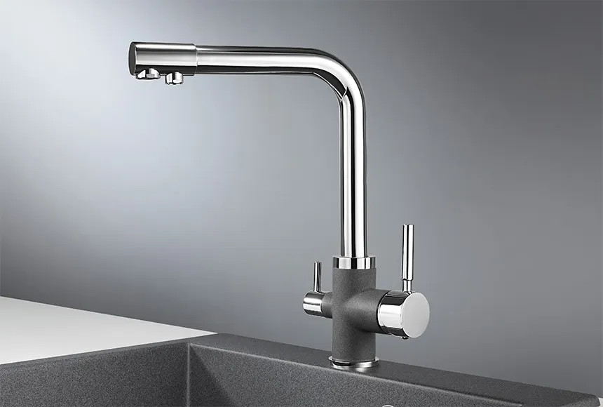 3015, XРОМ/ГРАФИТ (ЧЁРНО-СЕРЫЙ), СМЕСИТЕЛЬ КУХОННЫЙ GRANULA 3015-ST124