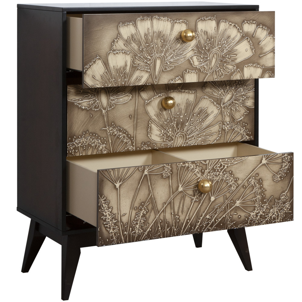 11558 Комод Маки 3 Каштан BOGACHO 4627155818494 - Вид №1