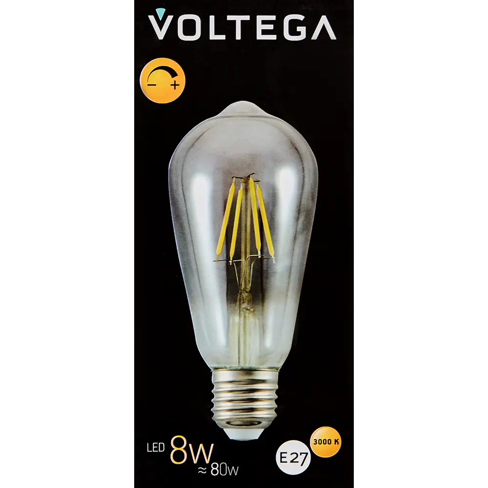 Лампочка декоративная ST64 дымчатая 8 Вт E27 8515 диммируемая теплый белый свет Voltega STLM-2092127 - Вид №3