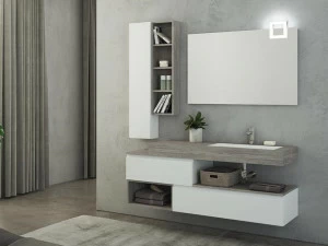 LEGNOBAGNO Тумба под умывальник с зеркалом, лакированная HPL Freedom lineare