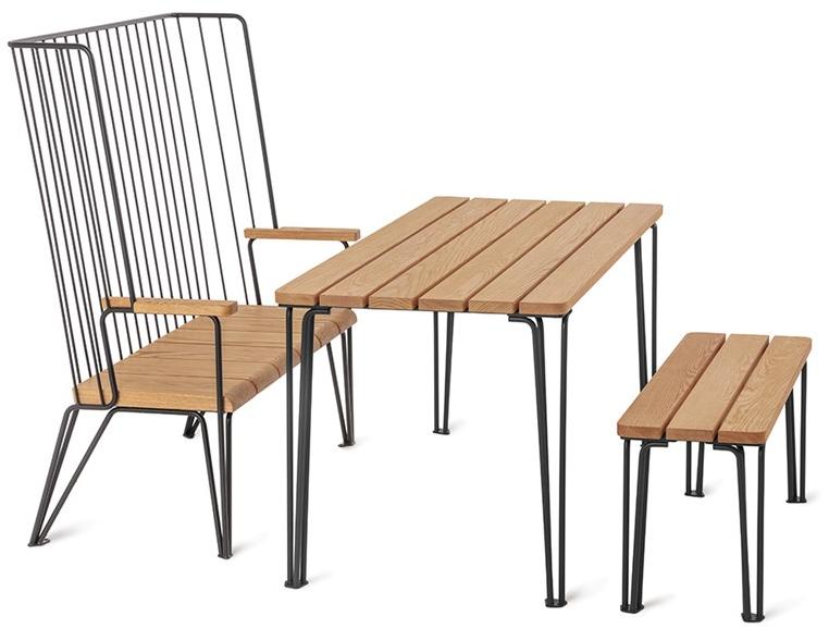 Nola Industrier Скамья из стали и дерева со спинкой Gard U33-10 - Вид №2