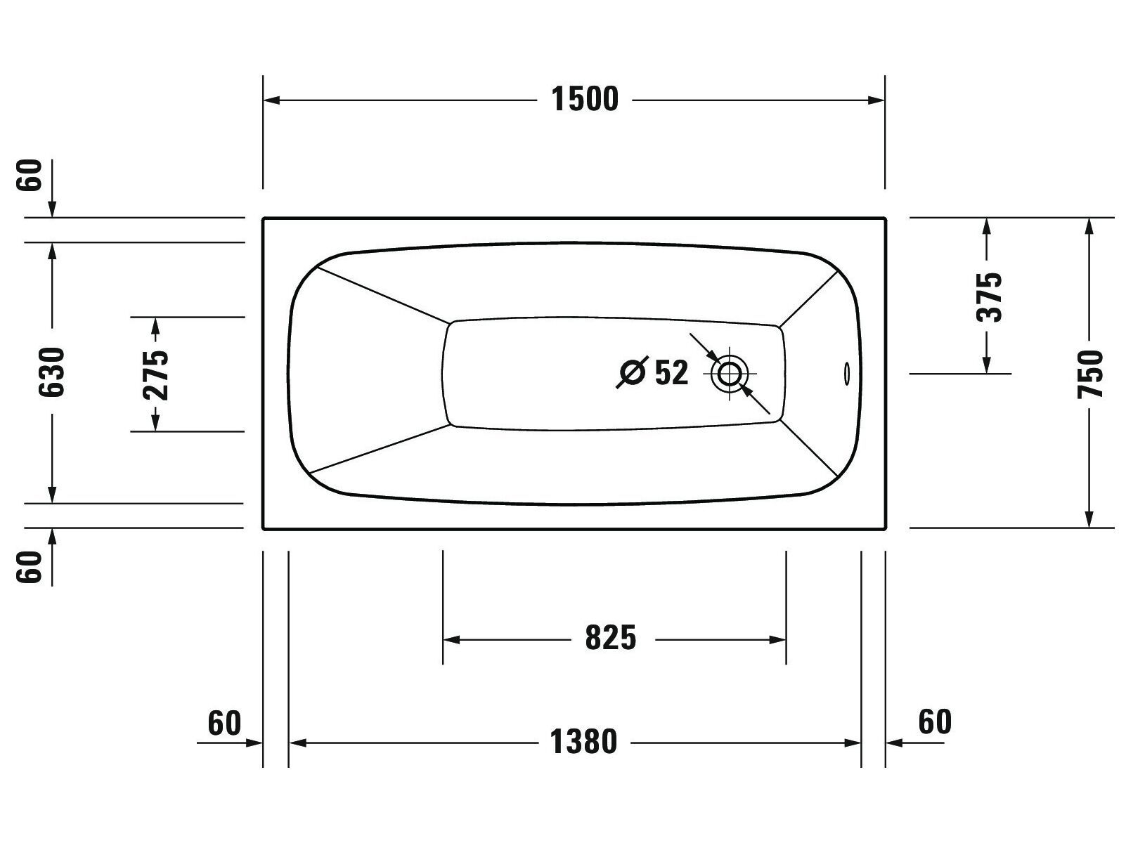 Керамическая прямоугольная ванна Duravit Aurena ARCH-00148238 - Вид №3