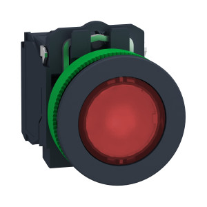 XB5FW34M5 Кнопка с подсветкой скрытого монтажа, пластик, красный, Ø30, встроенный светодиод, 230…240 V AC, 1 НО + 1 НЗ Schneider Electric Harmony XB5