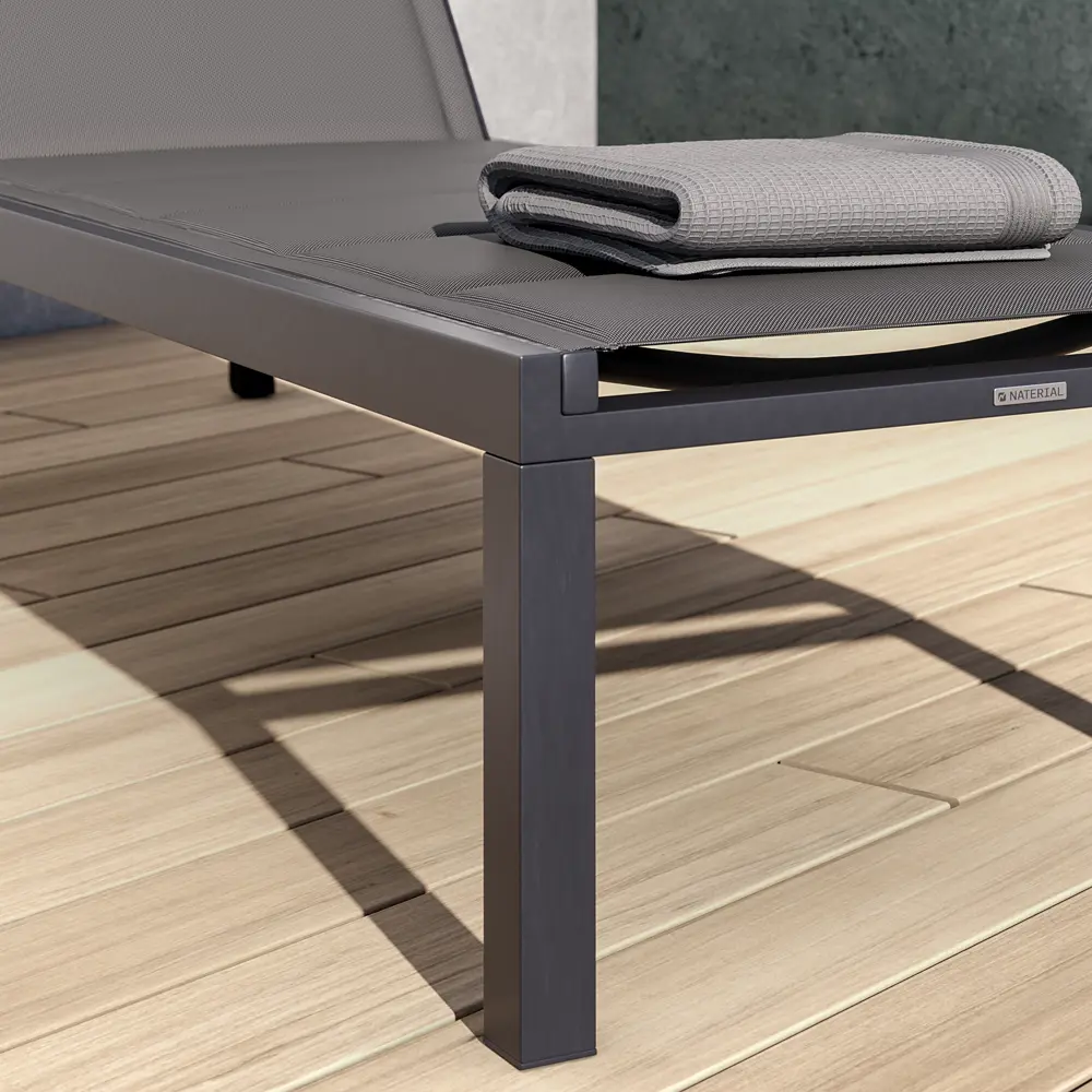 Шезлонг Naterial Aquila II 200x36x75 см алюминий/текстилен серый STLM-2204471 - Вид №14