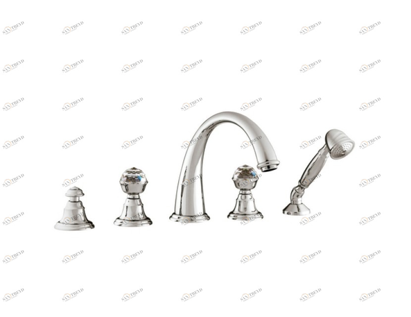 037216.C00.62 Набор для ванны с пятью отверстиями и кристаллами сваровски Сатин никель Mestre Pacifica