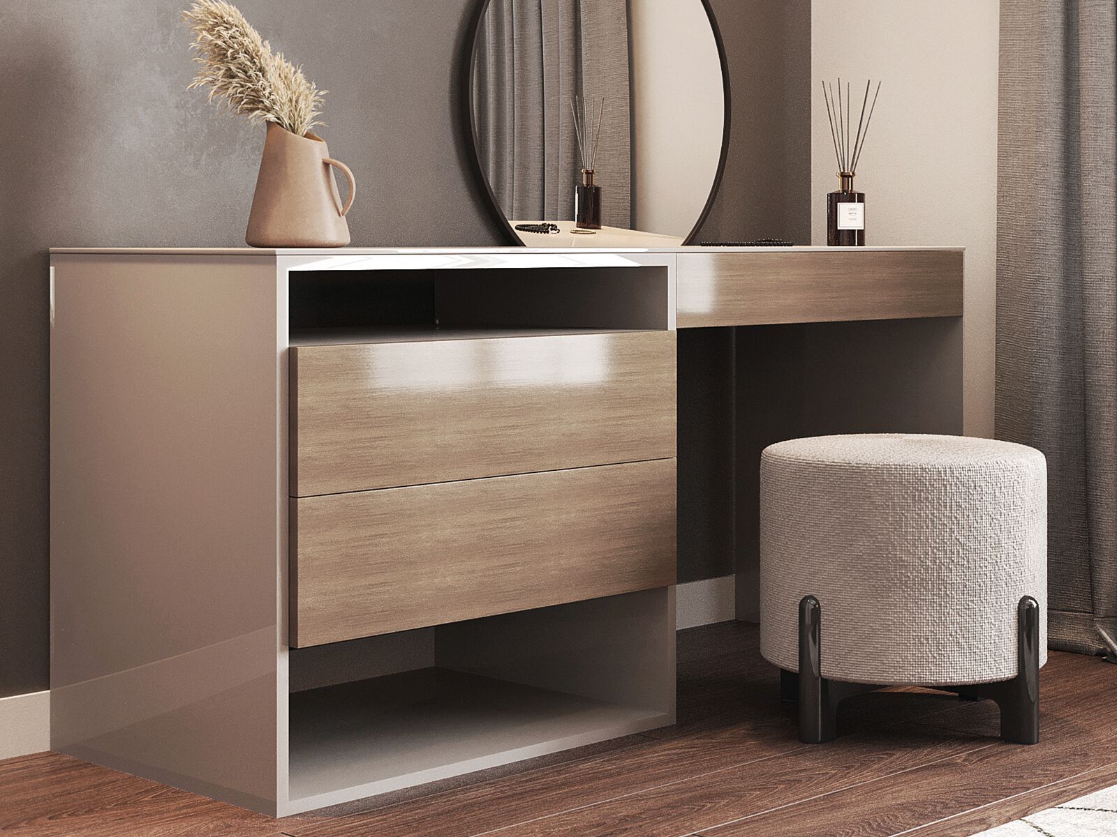 Круглый пуф из ткани ANA ROQUE INTERIORS ARCH-00057777 - Вид №1