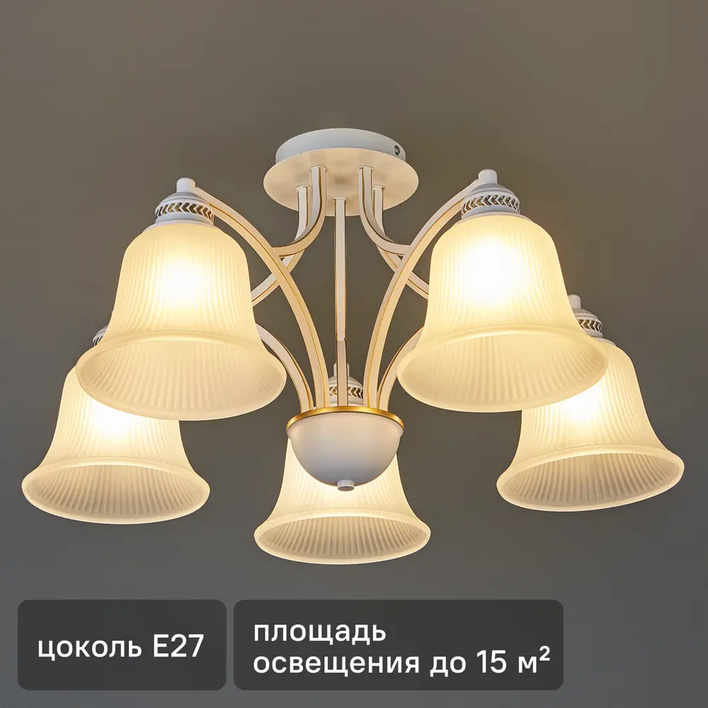 Потолочная люстра SCHAFFNER Biela - 5 ламп с матовыми стеклянными плафонами 87460831