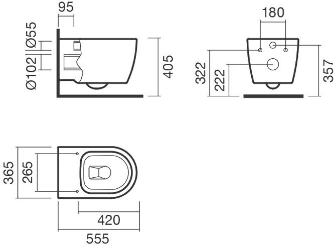 Набор Sanitana подвесной CORAL: чаша BTW + крышка slim с механизмом (микролифт) S10063918100000;S80006562600000 - Вид №1