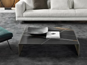 Minotti Низкий квадратный мраморный журнальный столик Linha