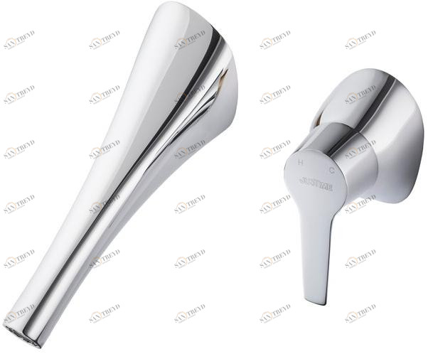 JUSTIME Смеситель для умывальника настенный на 2 отверстия из хромированной латуни Nature 6927-x2-80cp