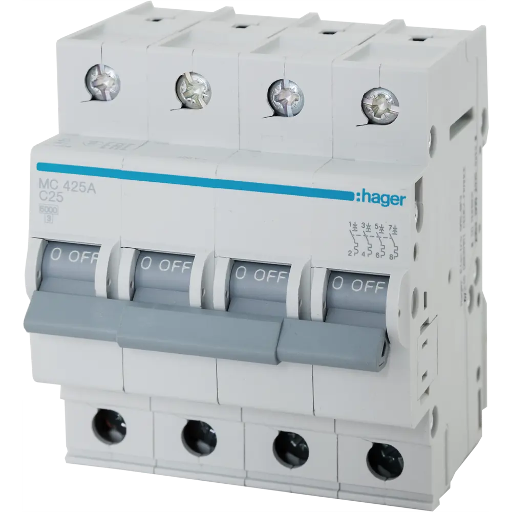 Автоматический выключатель Hager MC425A 3P N C25 А 6 кА STLM-2110329