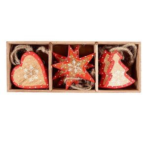 Украшения подвесные Stars/Trees/Hearts, деревянные, в подарочной коробке, 12 шт.