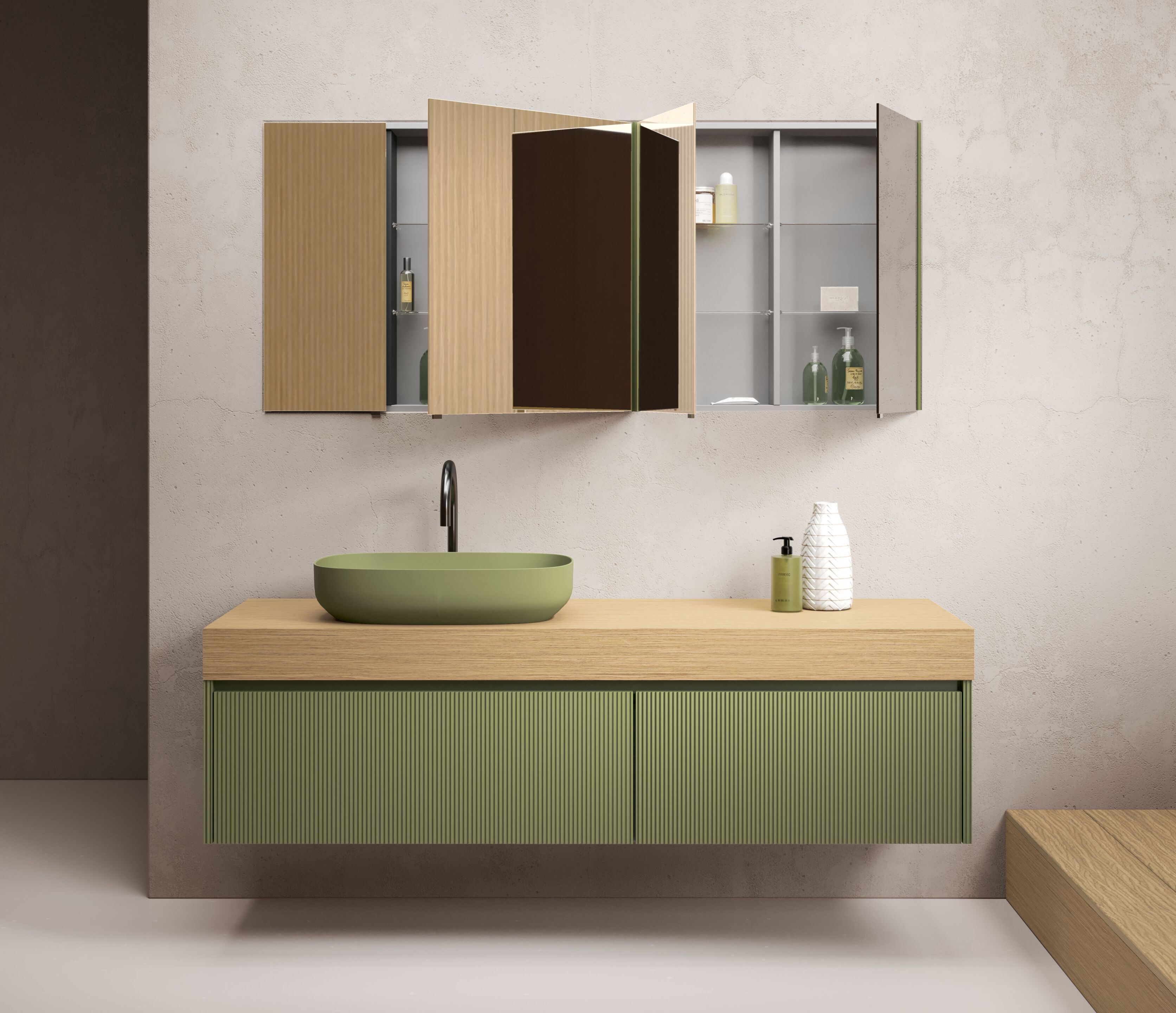 Подвесной умывальник с ящиками Mobiltesino Millerighe Color ARCH-00046448 - Вид №1