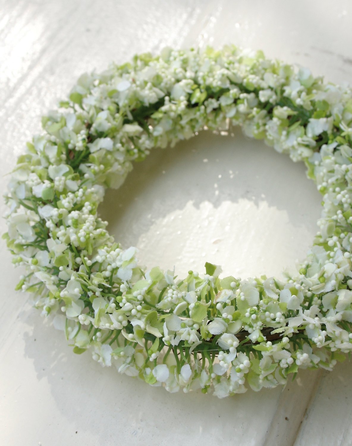 3108 788 a2 Искусственный венок из гипсофилы, Ø 16 см, бежево-зеленый H-andreas  - Вид №3