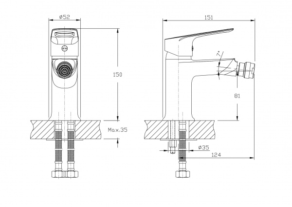 Смеситель для биде Rush Edge ED7735-12 хром 1152212 - Вид №1