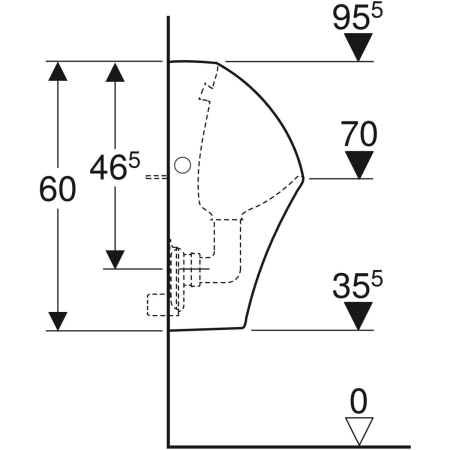 501.655.00.8 Geberit Urinal Narva, Zulauf von hinten, Abgang nach hinten oder unten Geberit  - Вид №4