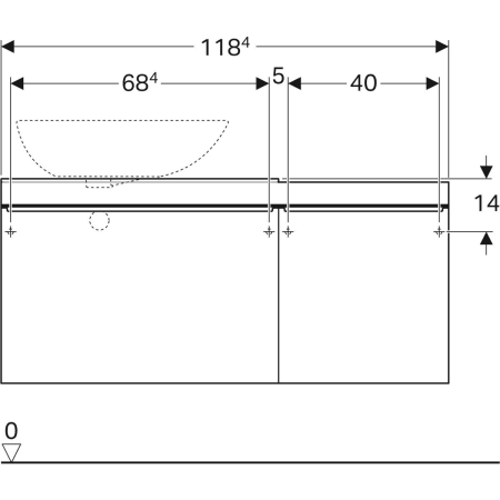 500.565.JJ.1 Шкафчик для накладной раковины Geberit Citterio, с двумя выдвижными ящиками и полкой Geberit  - Вид №3