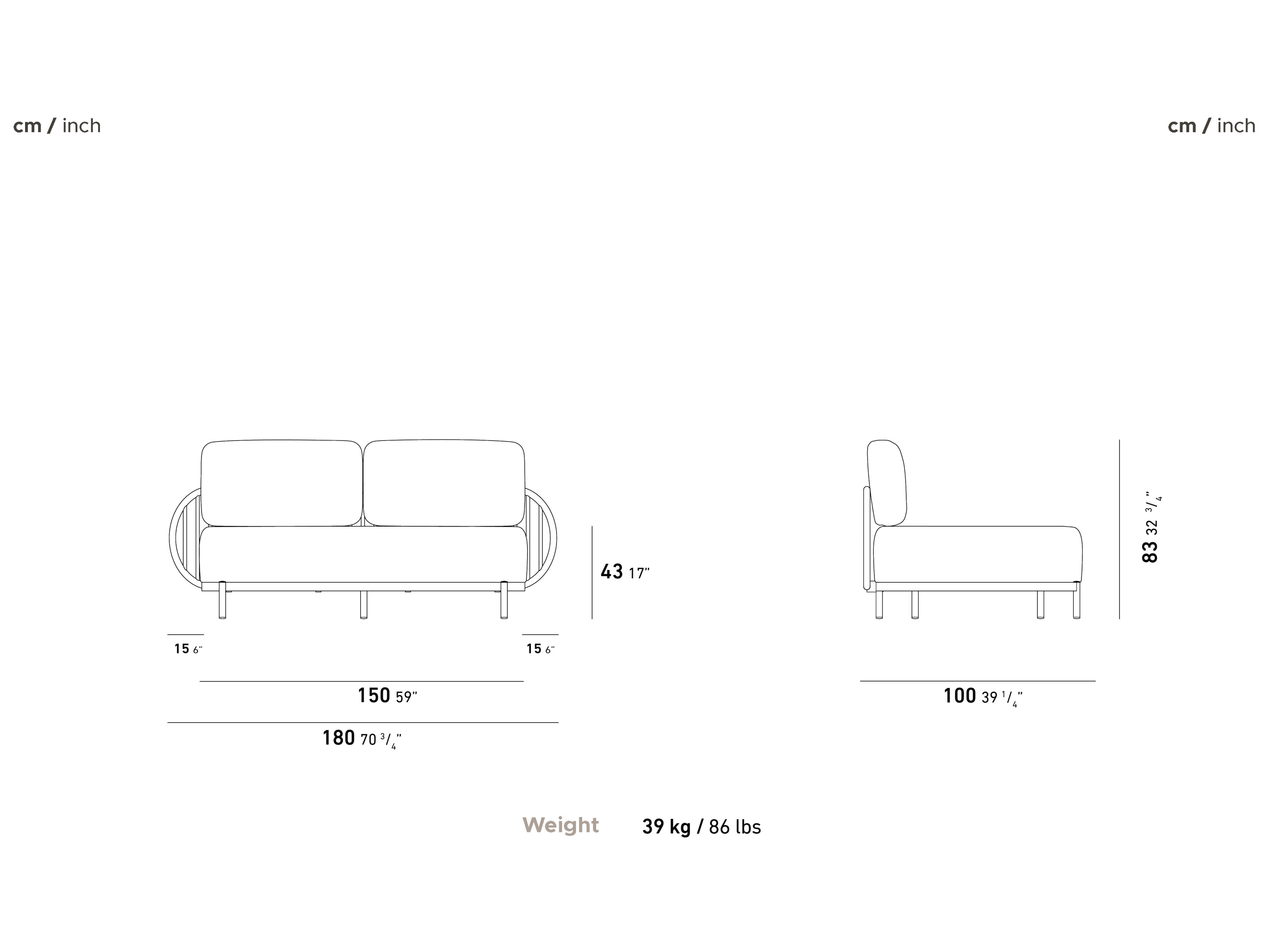 2-местный алюминиевый и Sunbrella® садовый диван YAAZ Ova ARCH-00035718 - Вид №14