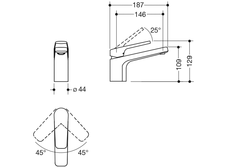 AQ1.12M109XA Однорычажный смеситель для раковины HEWI System-Armaturen  - Вид №2