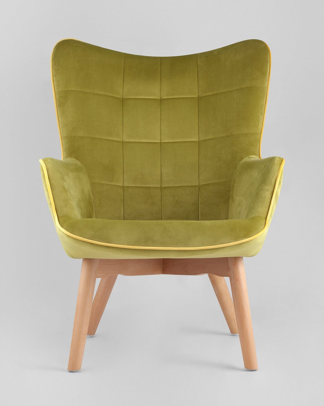 Кресло с мягкими подлокотниками оливковое с деревянными ножками "Манго" STOOL GROUP ДИЗАЙНЕРСКИЕ 00-3946320 Зеленый  - Вид №2