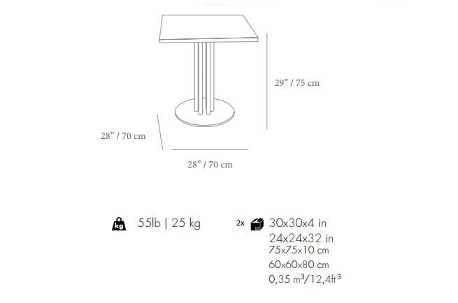 Квадратный стол из мрамора и стекла Mambo Unlimited Ideas PRAGA ARCH-00009596 - Вид №2